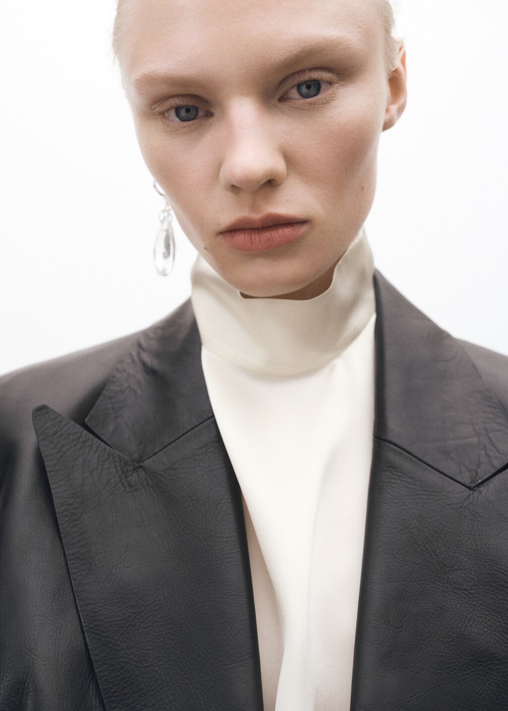 Double-breasted leather jacket - Black