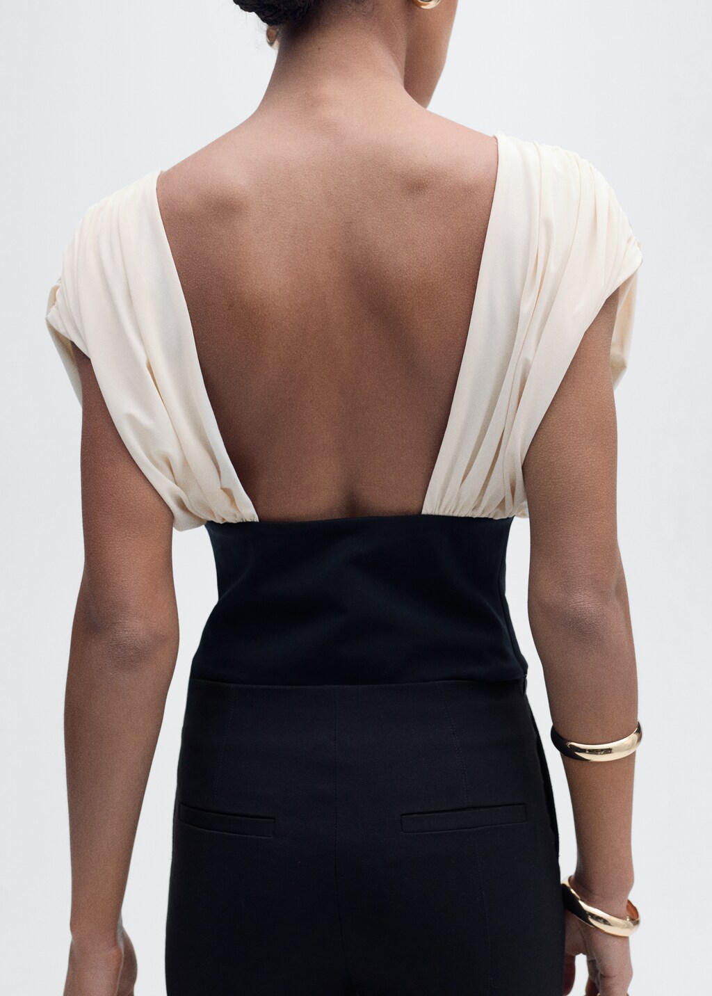 Combined draped top - Ecru