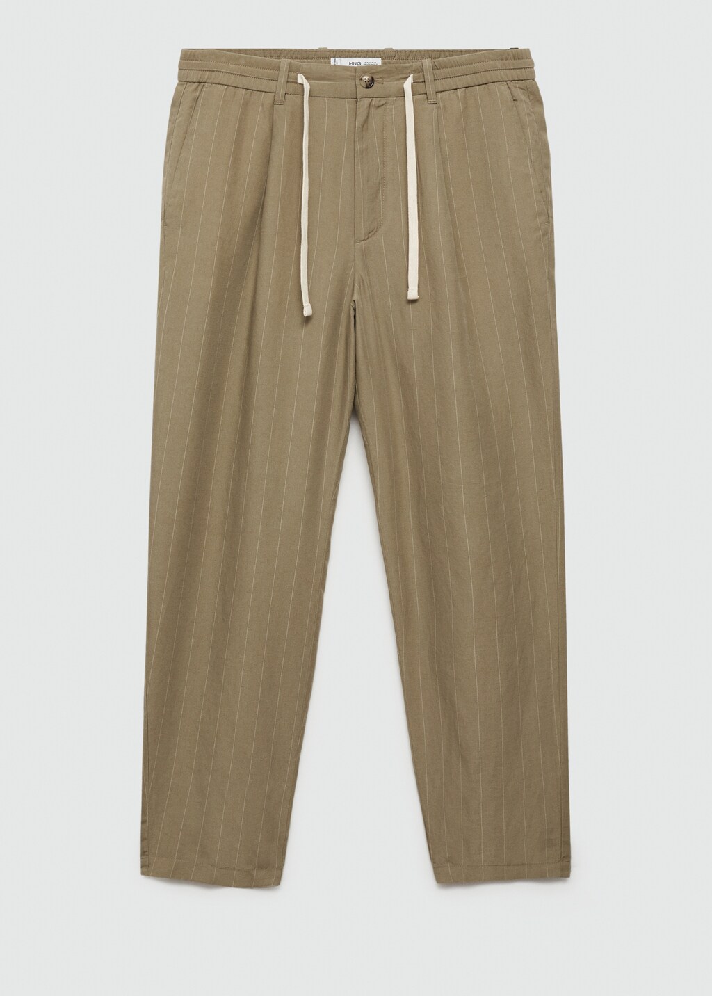 100% linen striped trousers with drawstring - Off White
