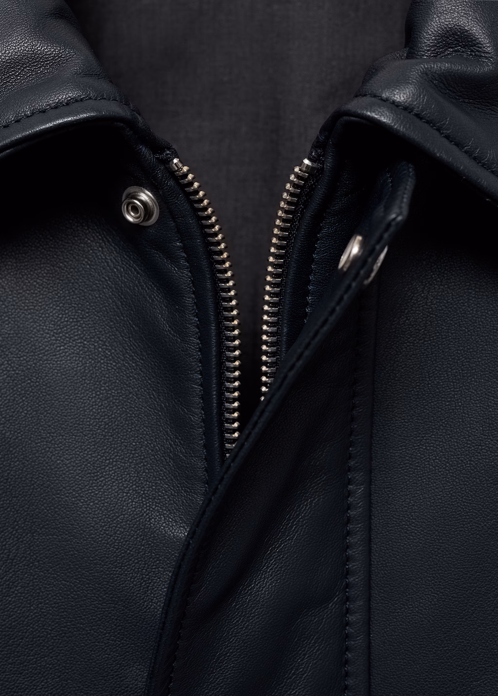 Nappa leather jacket with pockets - Night Blue