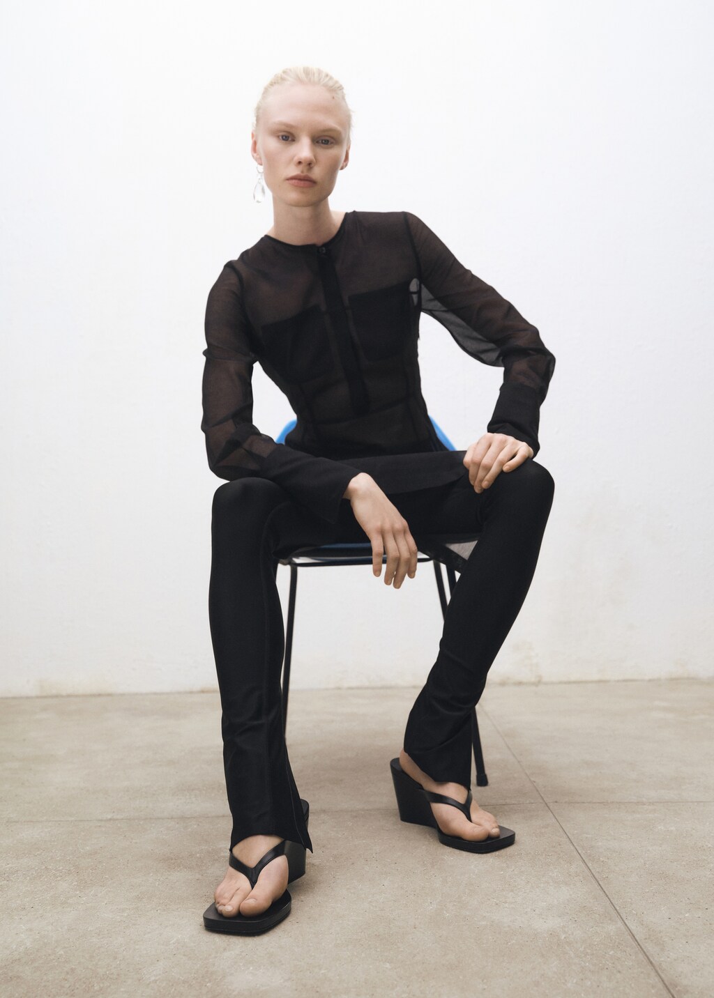 Wedge leather sandals - Black