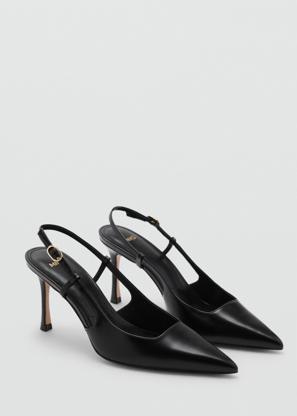 Pointed-toe leather heeled shoes - Black