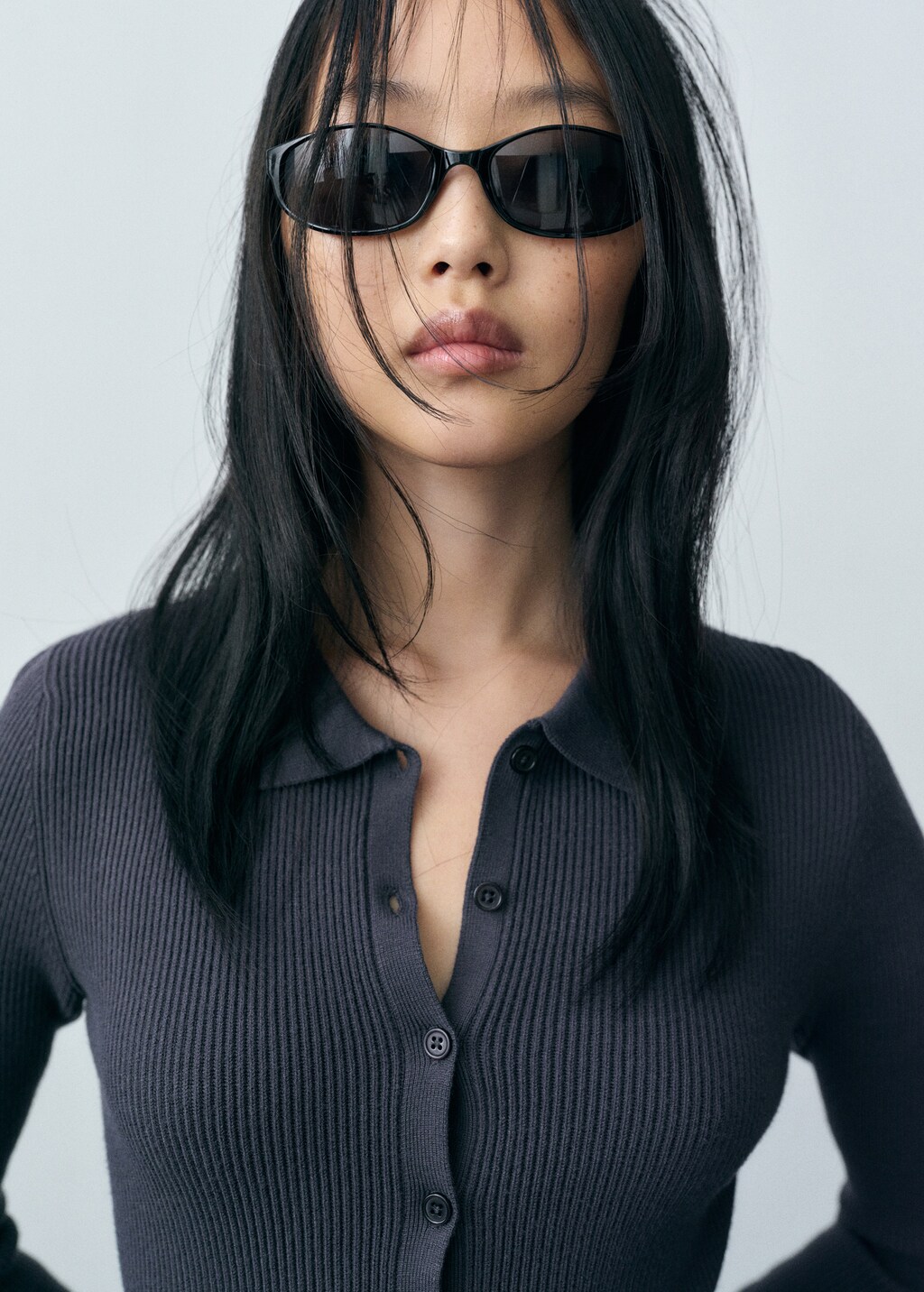 Polo-neck jumpsuit - Charcoal