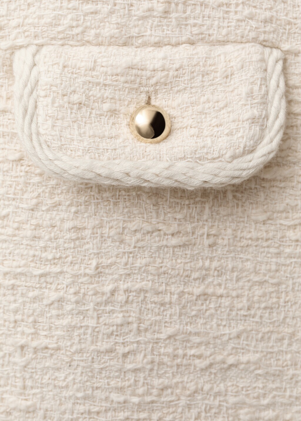 Tweed jacket with striped collar - Ecru