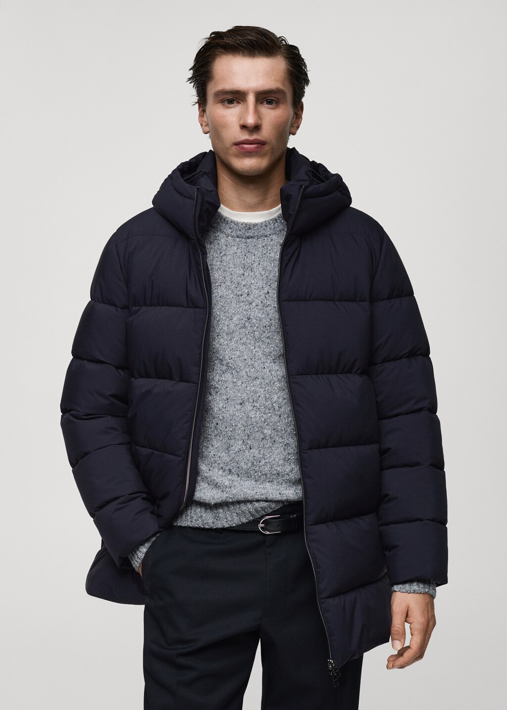 Water-repellent quilted coat - Dark Navy