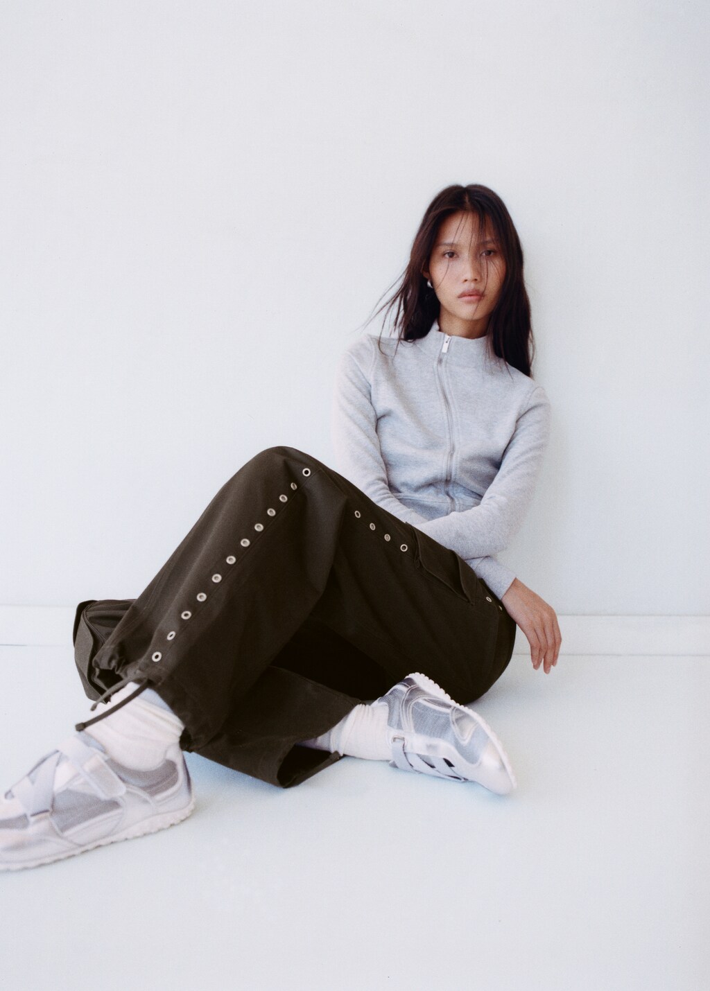 Canvas leather trainers - White