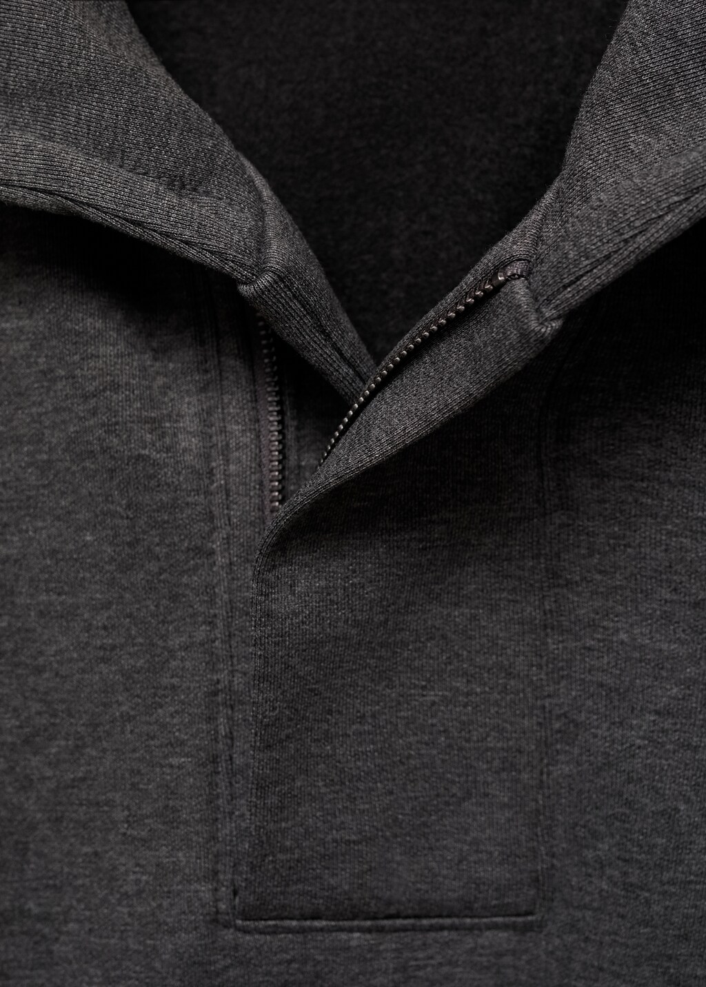 Zipper neck hooded sweatshirt - Medium Heather Grey