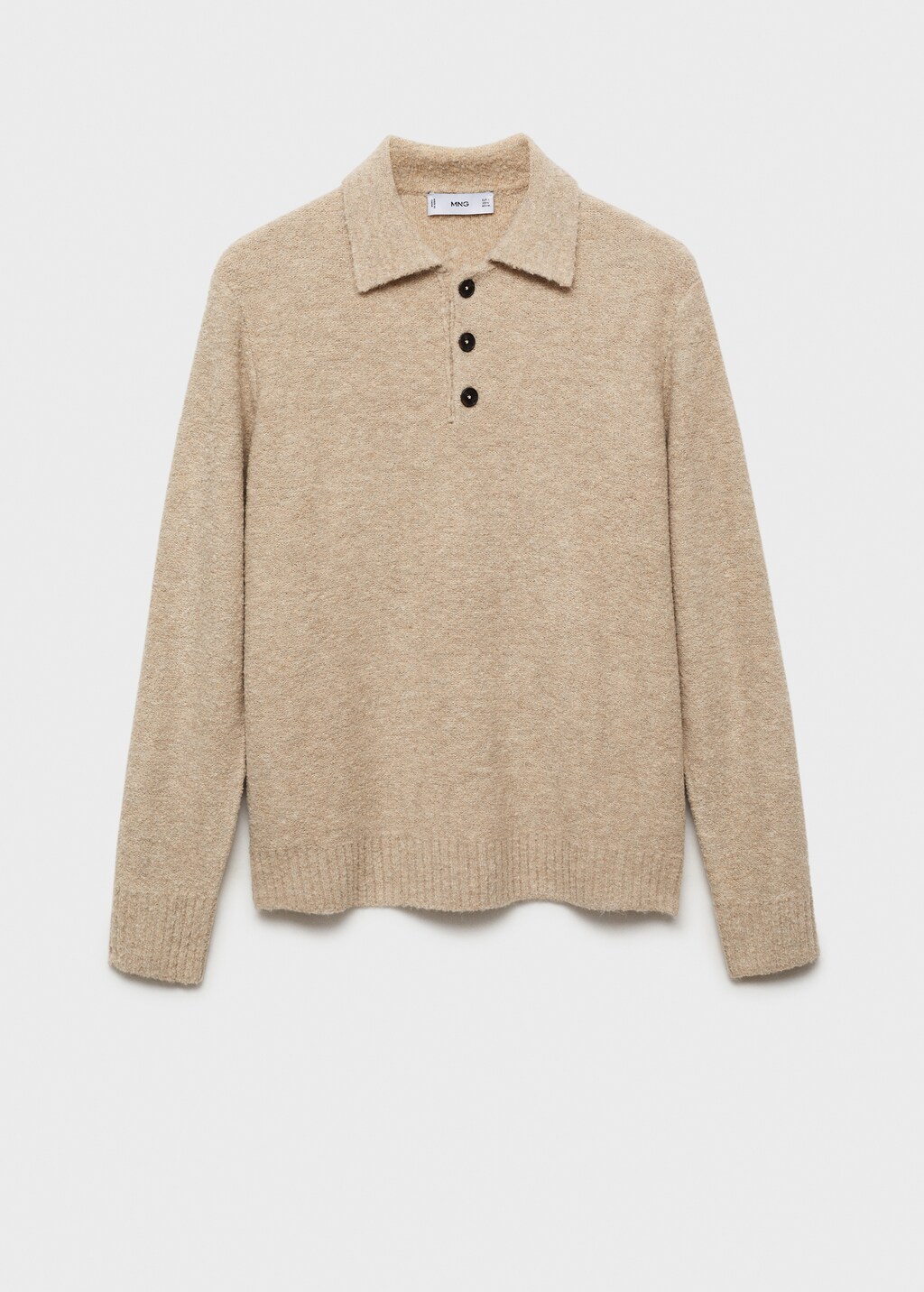 Mini boucle knit polo shirt - Sand