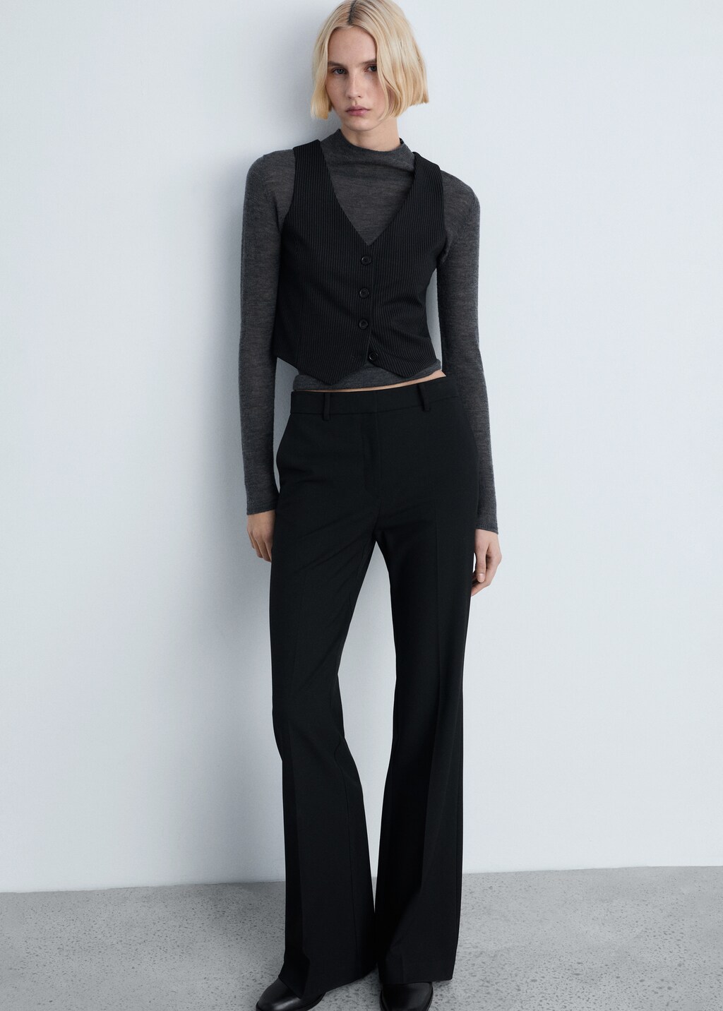 Pinstriped suit waistcoat - Black