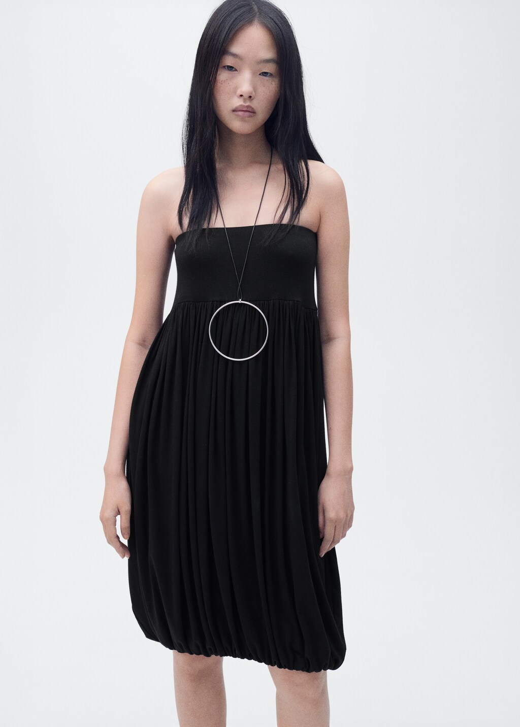 Balloon-effect midi-skirt - Black