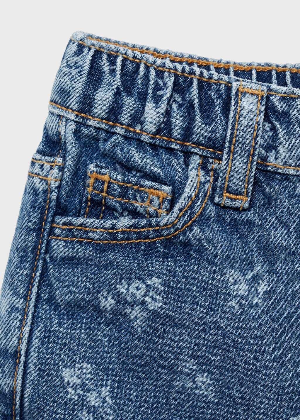 Printed straight jeans - Medium Blue