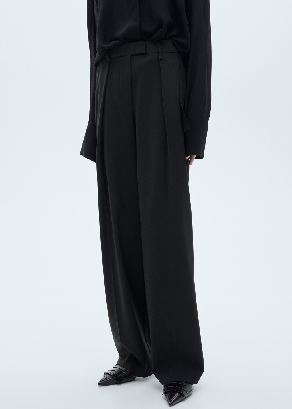 Straight-fit pleated trousers - Charcoal