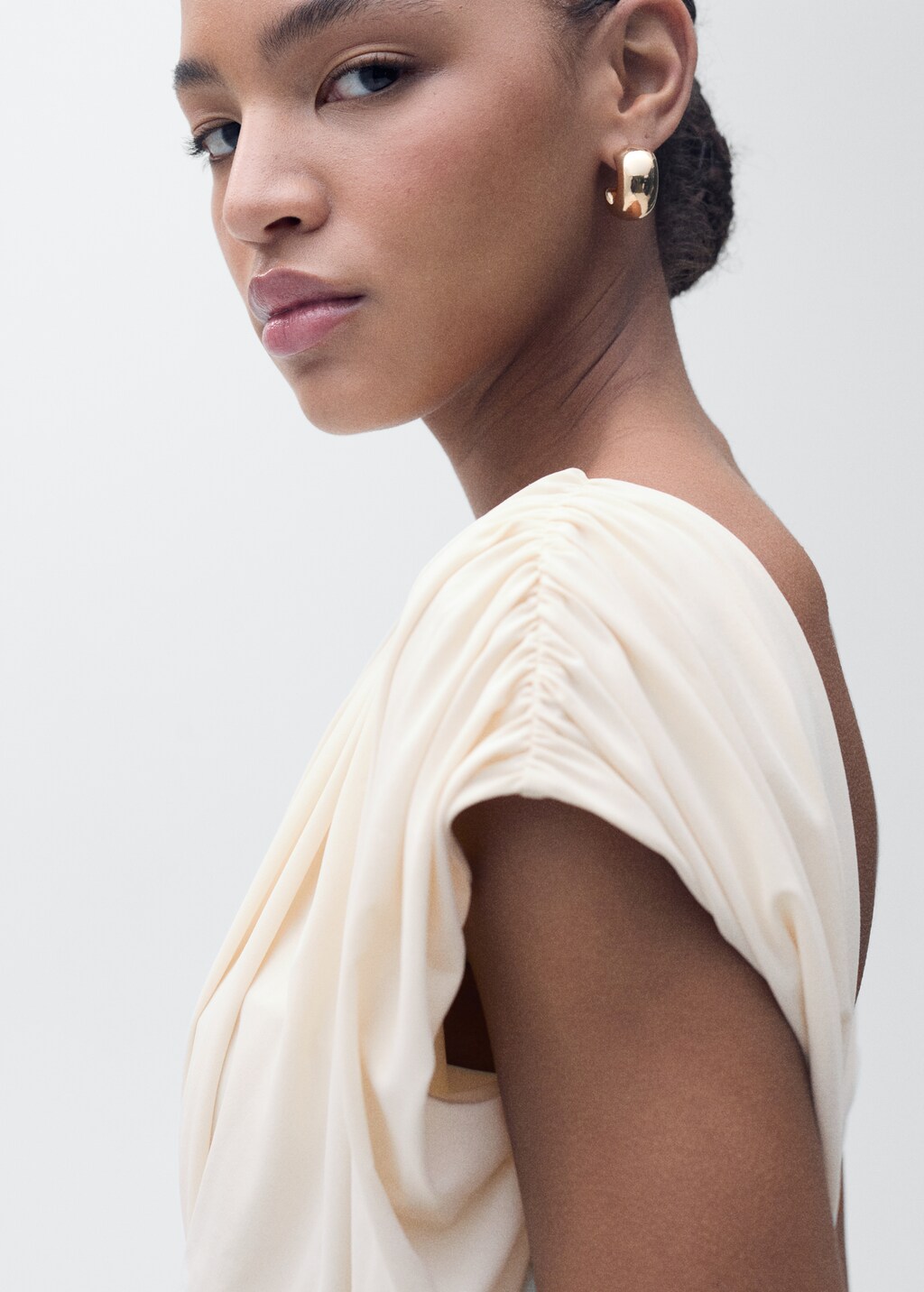 Combined draped top - Ecru