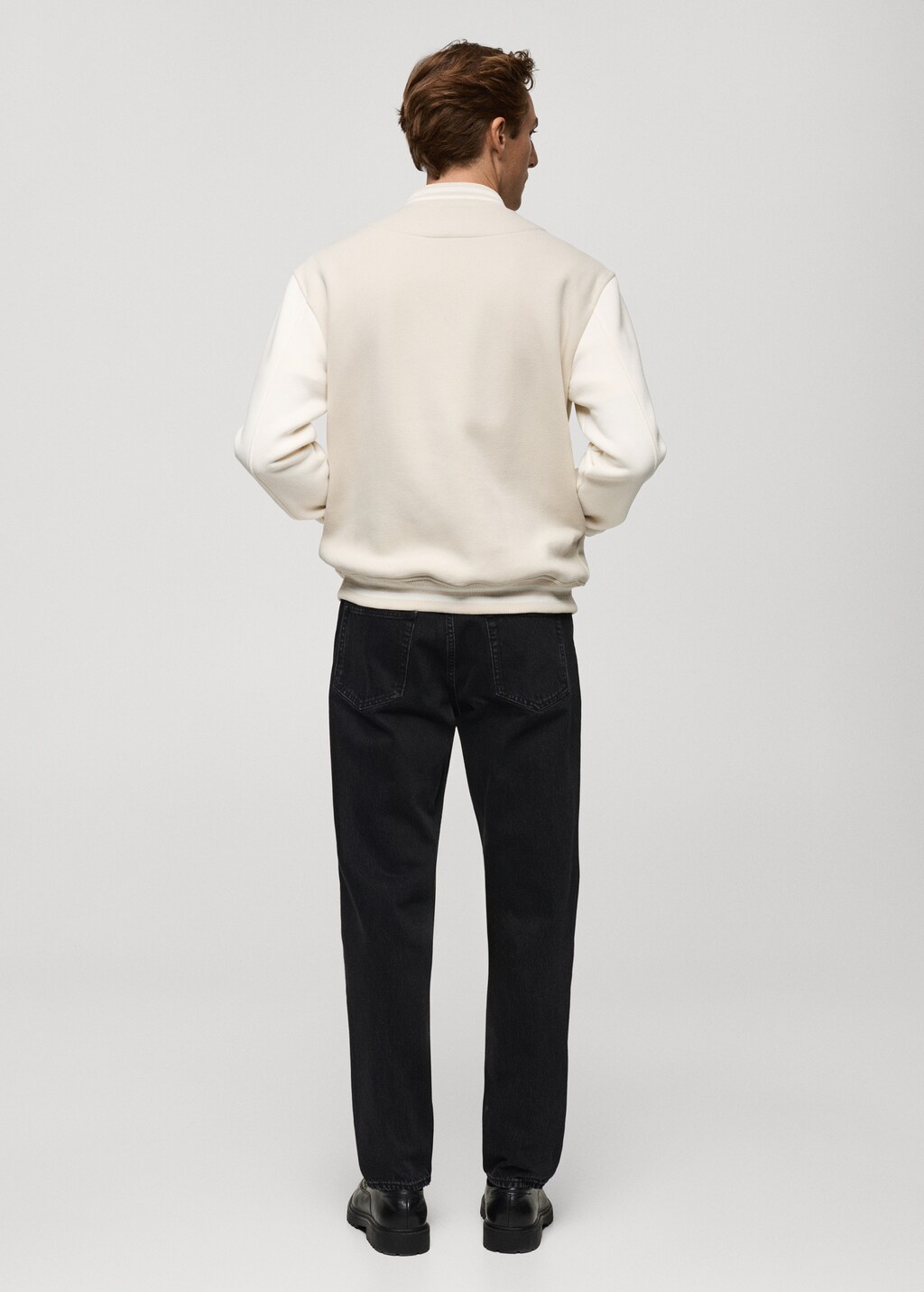 Contrasting cotton bomber jacket - Beige