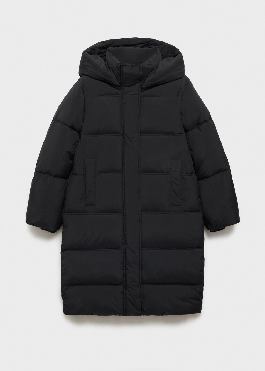 Quilted long coat - Black