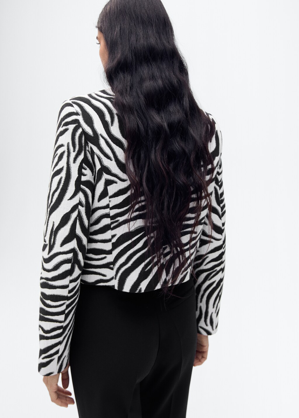 Zebra-print jacket with buttons - Black