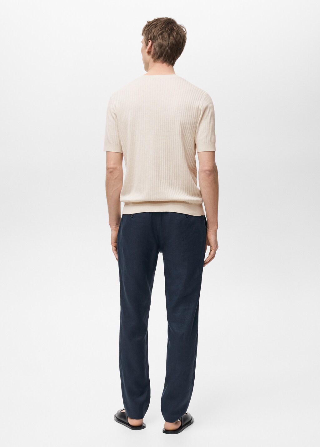 Textured striped T-shirt - Brown