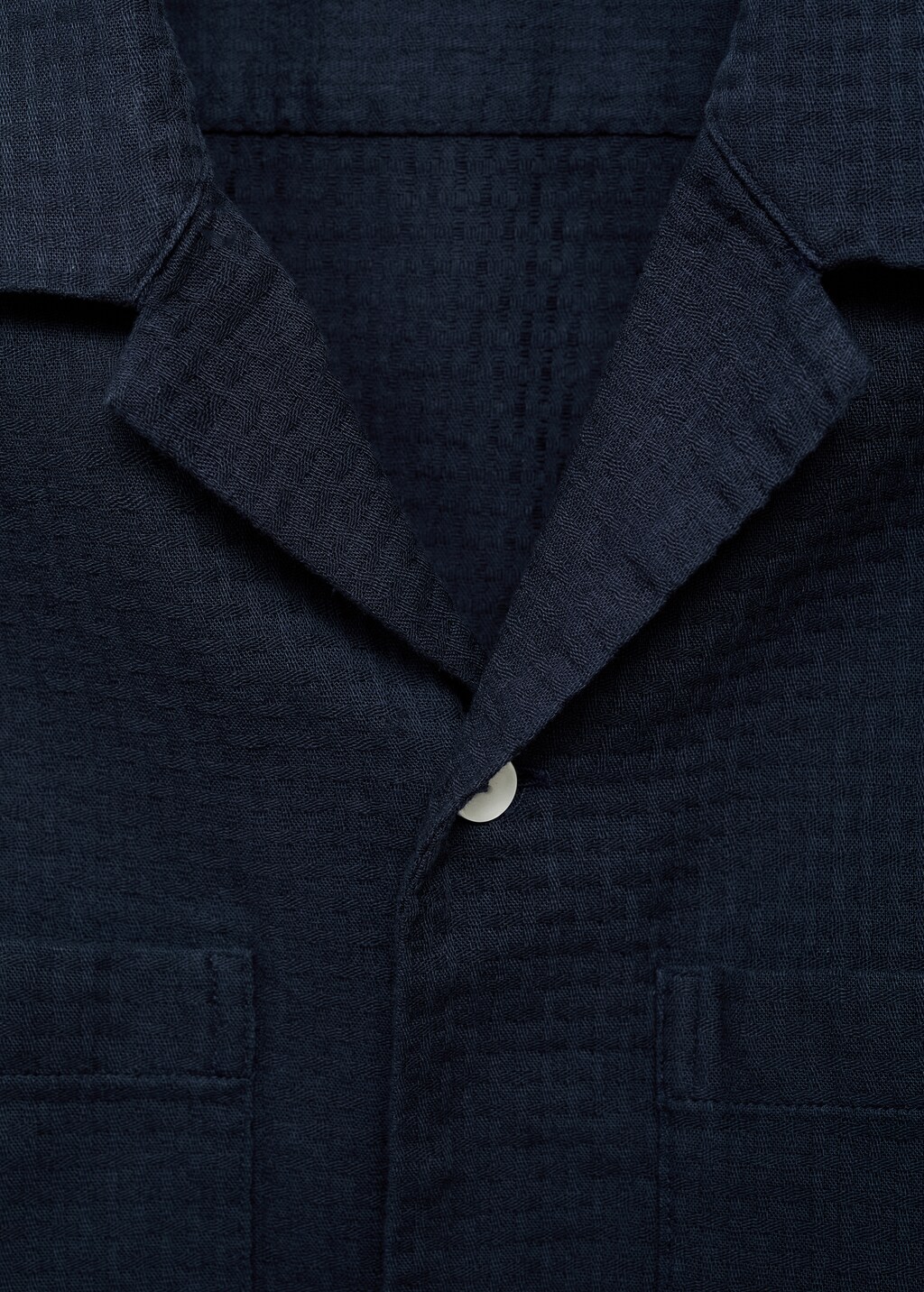 100% cotton check seersucker shirt - Dark Navy