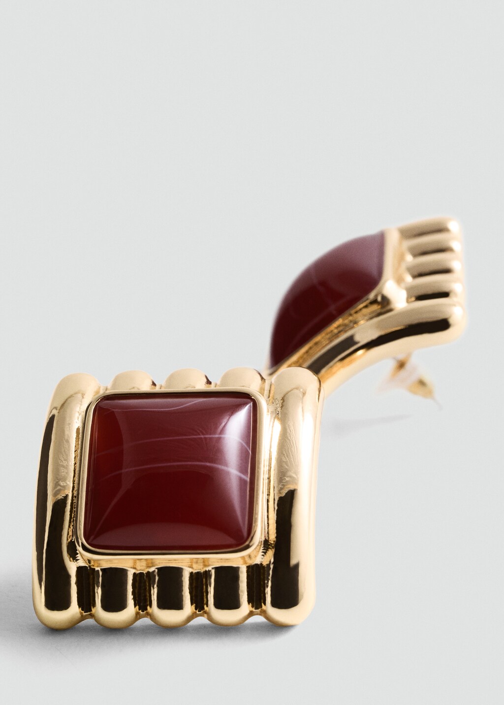 Combined square relief earrings - Gold