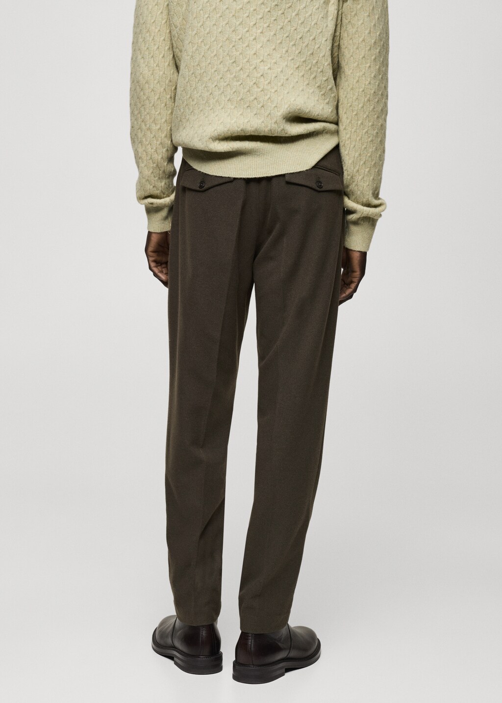 Wool flannel trousers with pleats - Dark Navy