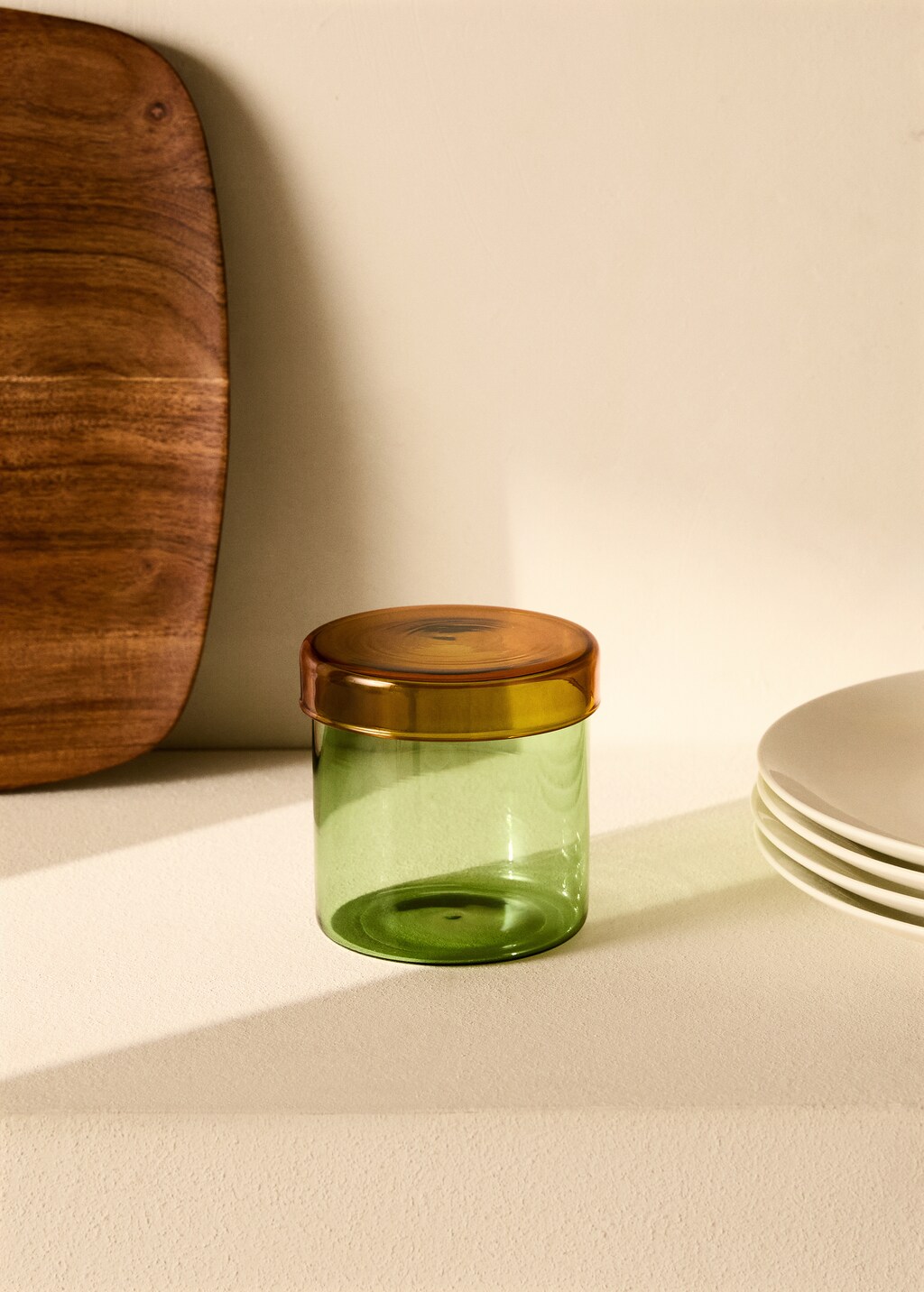 Borosilicate kitchen jar with bicolor design - Green