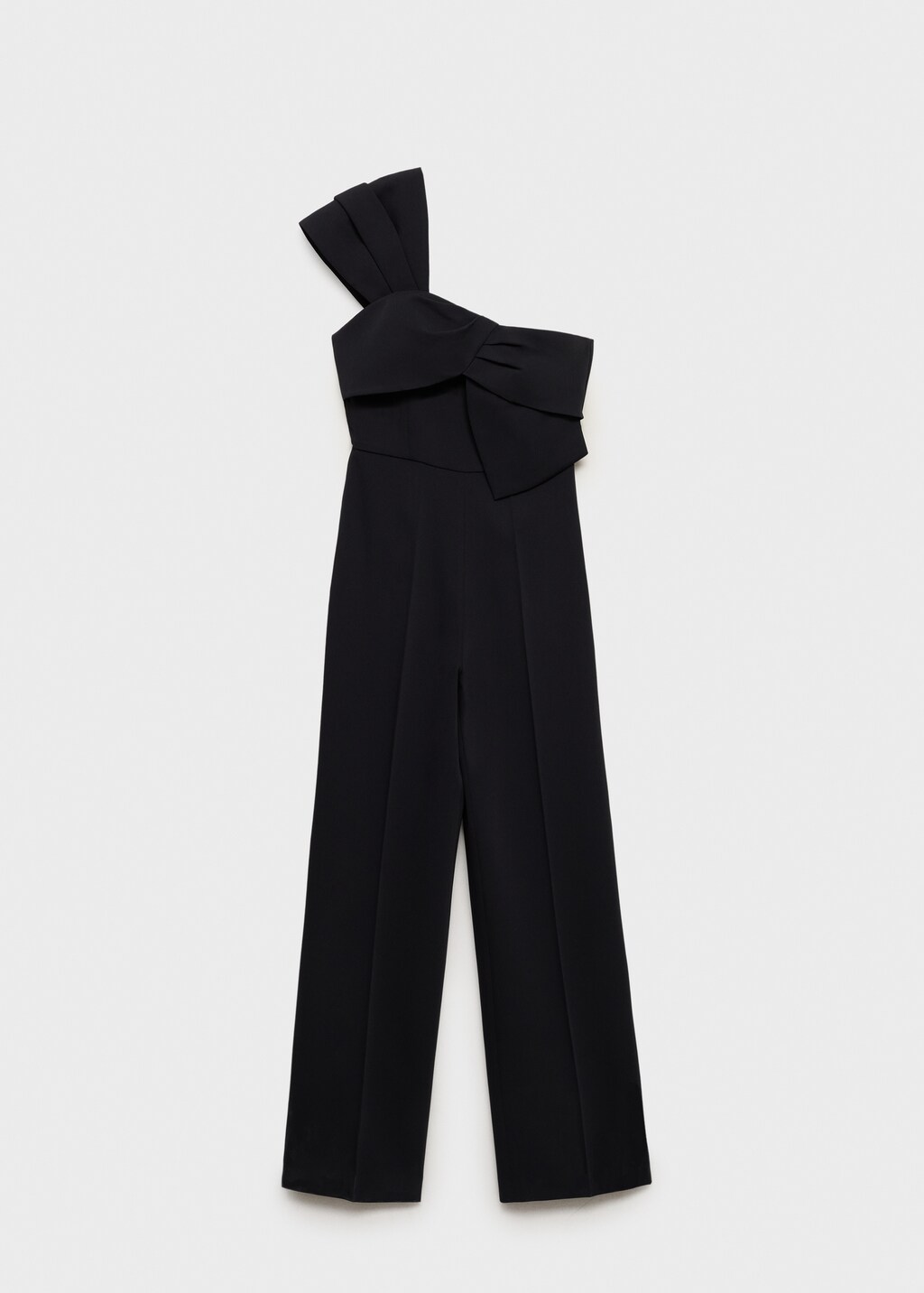 Long jumpsuit with draped neckline - Black