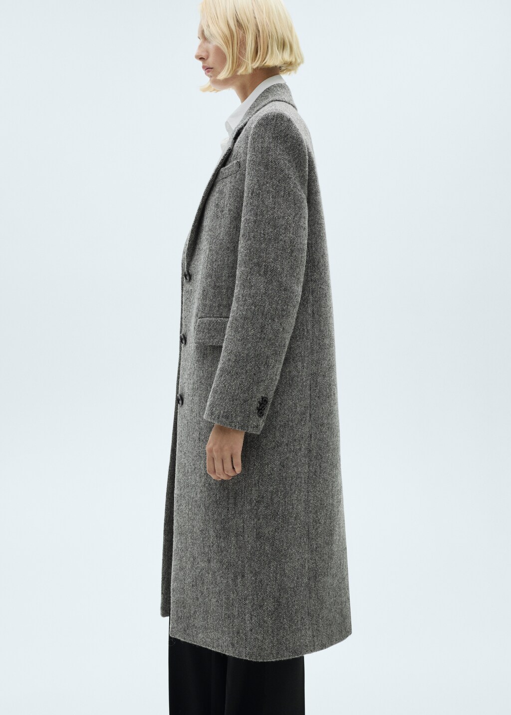 Flecked wool-blend coat - Grey
