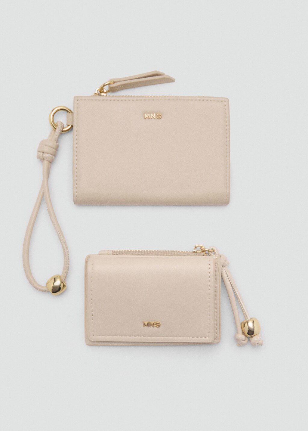 Leather-effect purse with bead detail - Chocolate