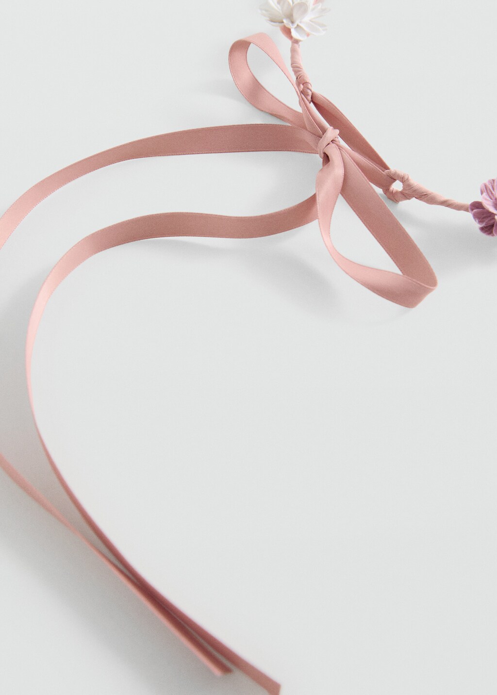 Tie closure flower hairband - Pale Pink