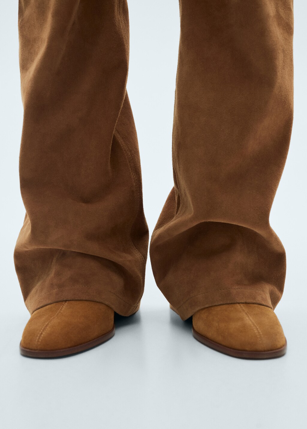 Heel suede ankle boot - Medium Brown