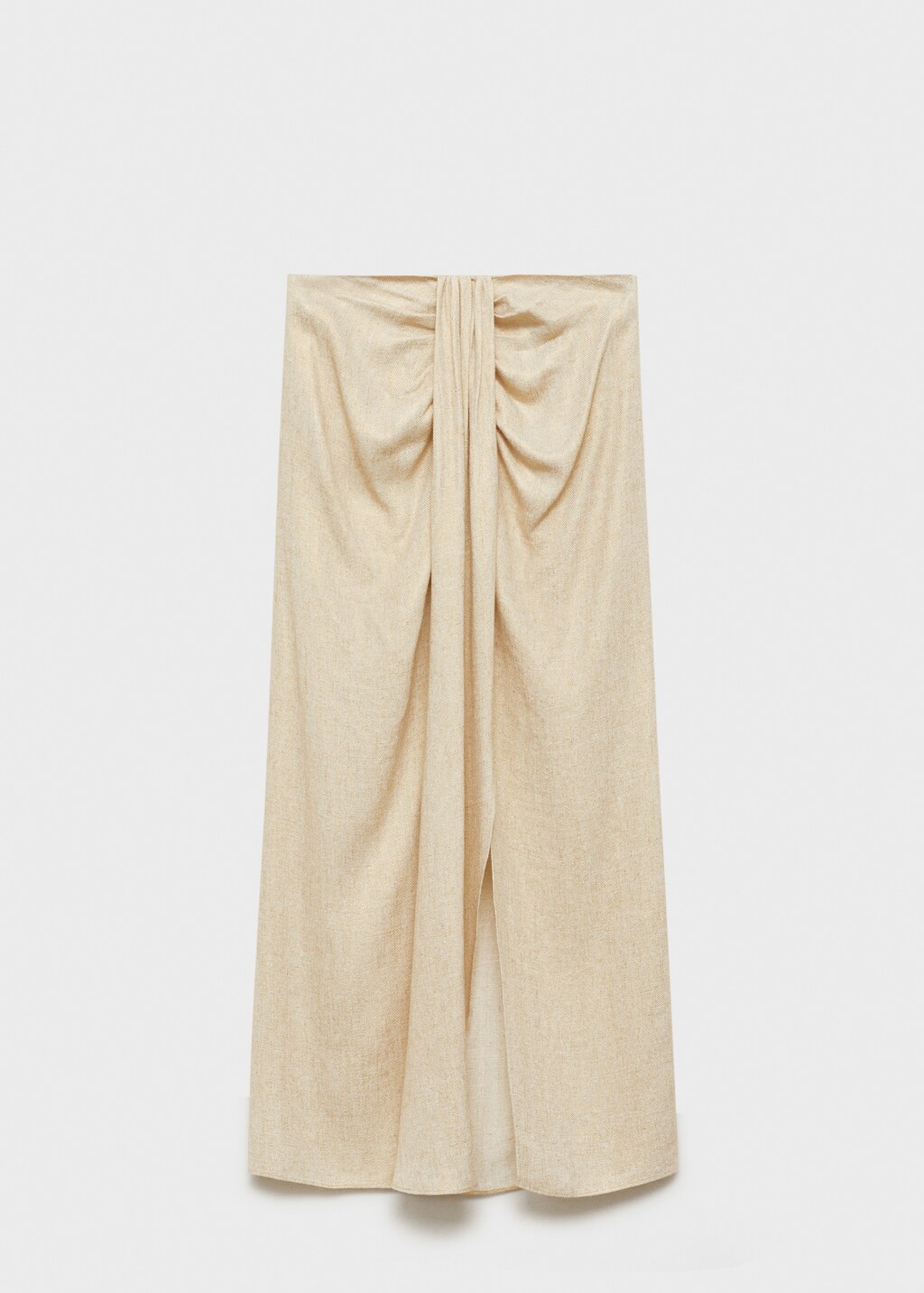 Linen-blend draped midi-skirt - Gold