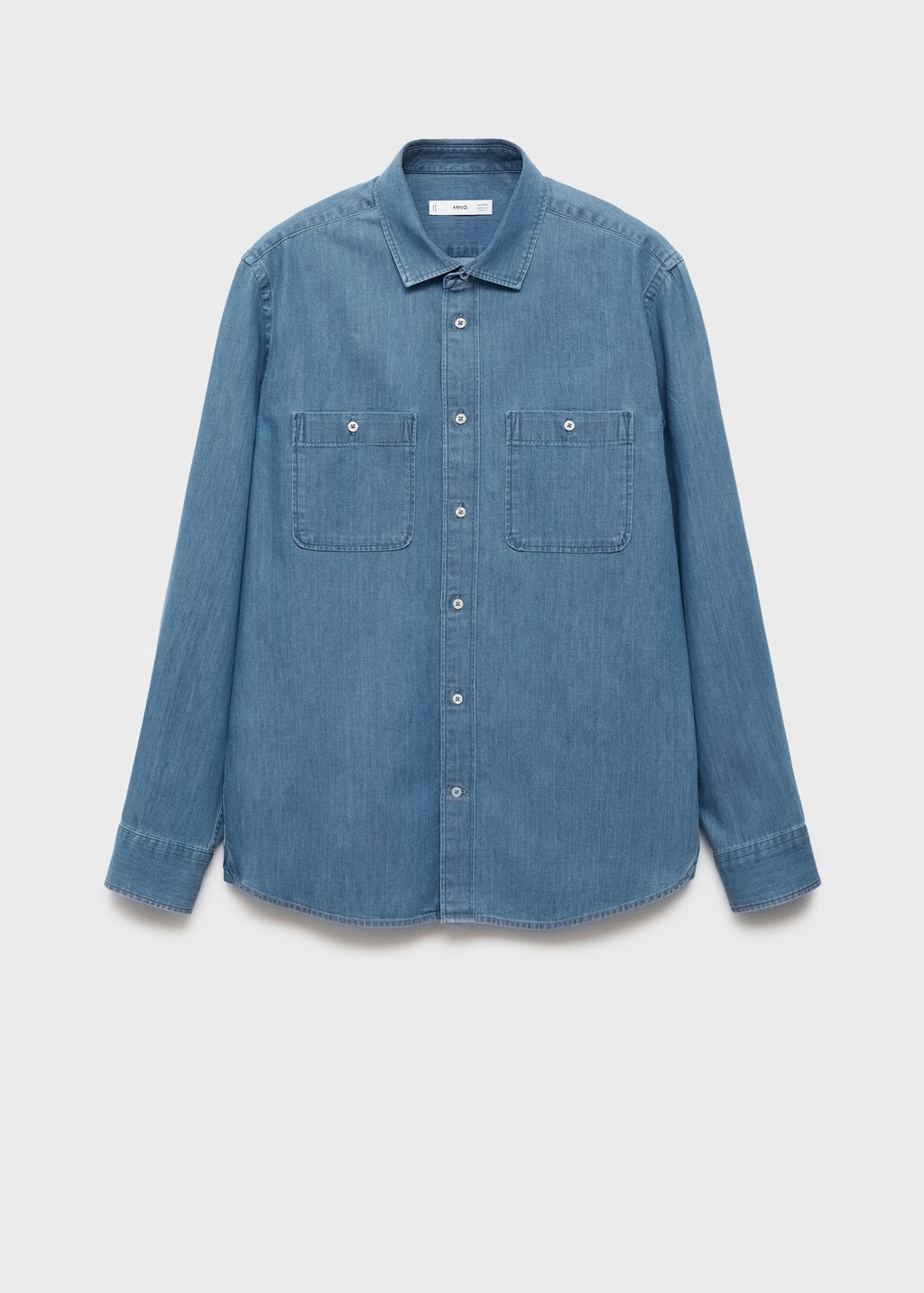 Denim overshirt with regular fit pockets - Medium Blue
