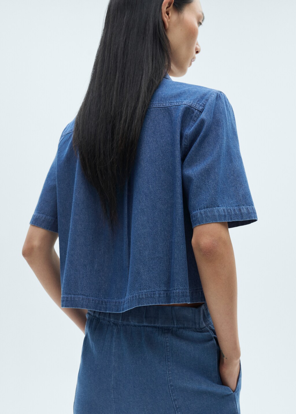 Cropped denim shirt - Medium Blue