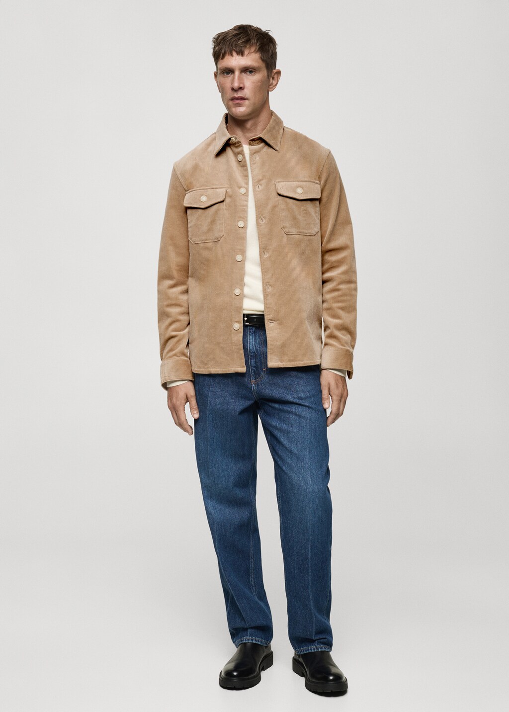 Corduroy overshirt with pockets - Khaki