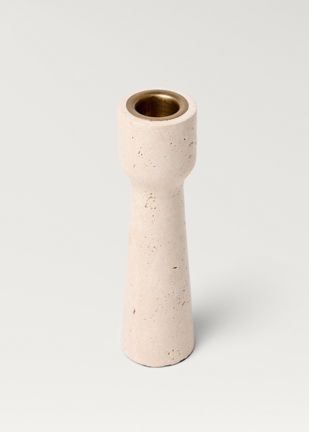 Large travertine candlestick - Ivory White