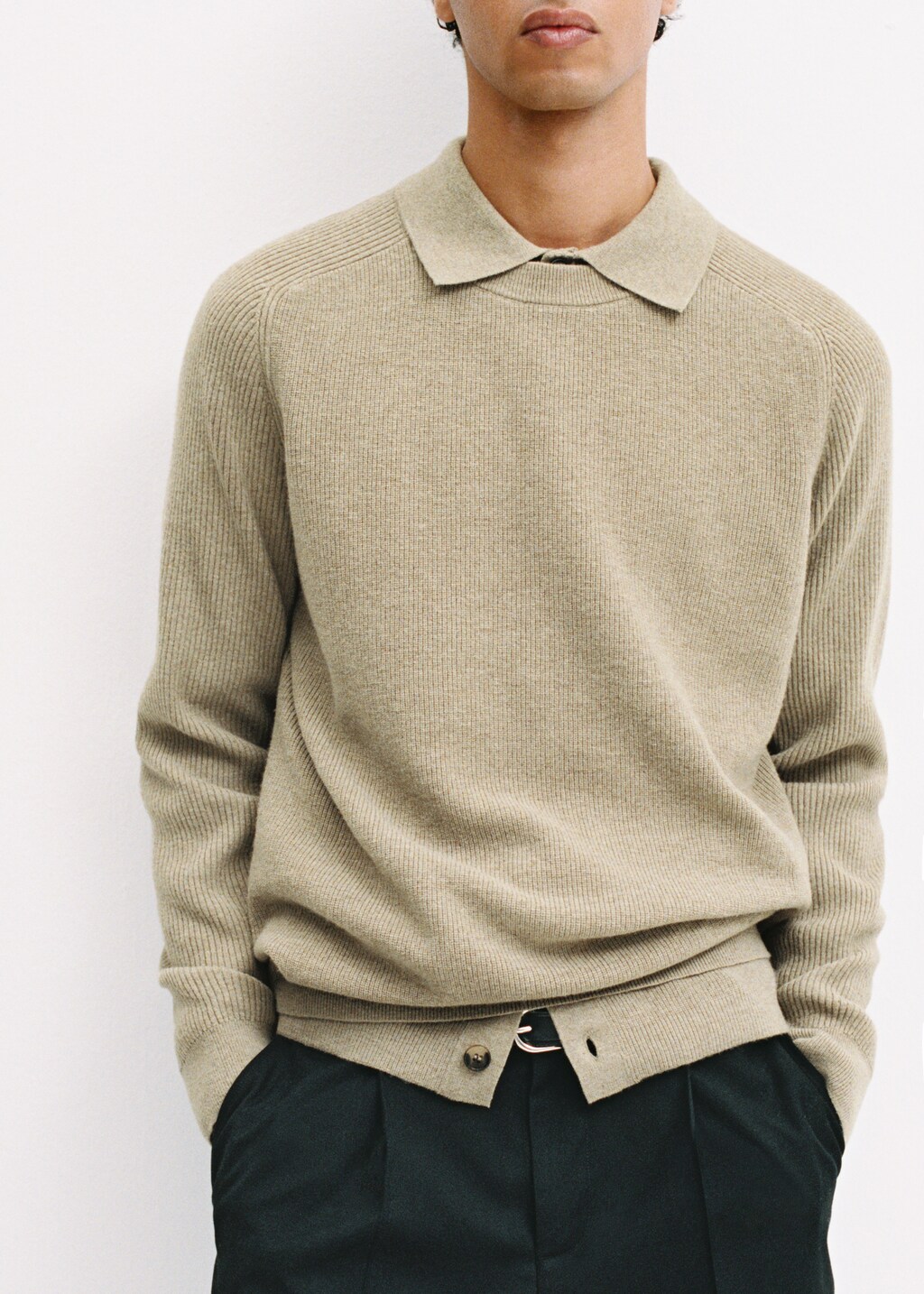 Ribbed wool sweater - Mink Grey