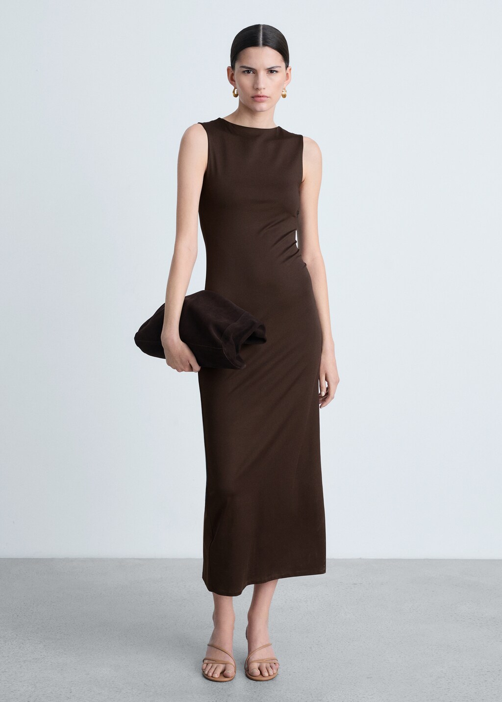 Long dress with back opening - Black