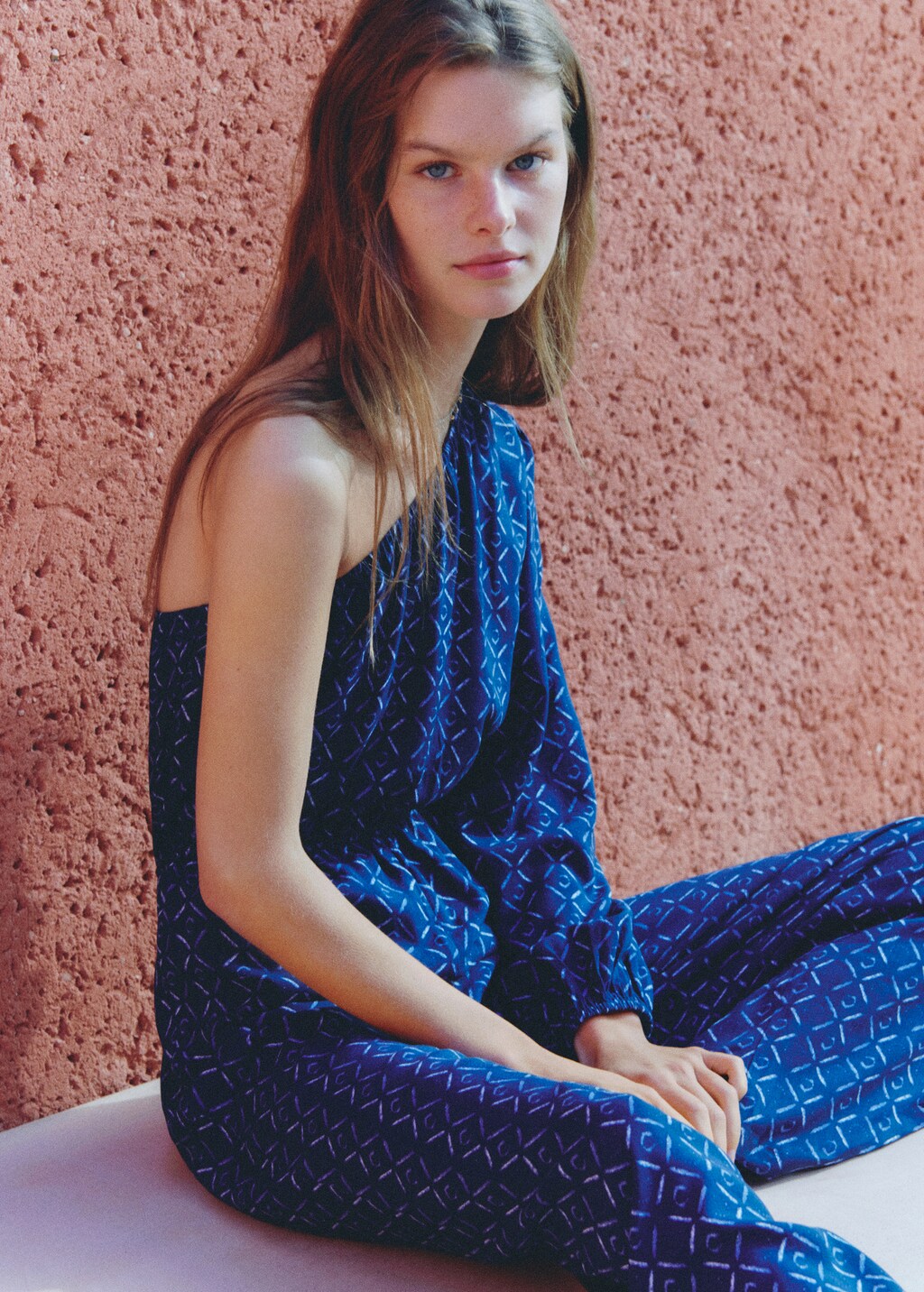 Asymmetric long jumpsuit - Dark Navy