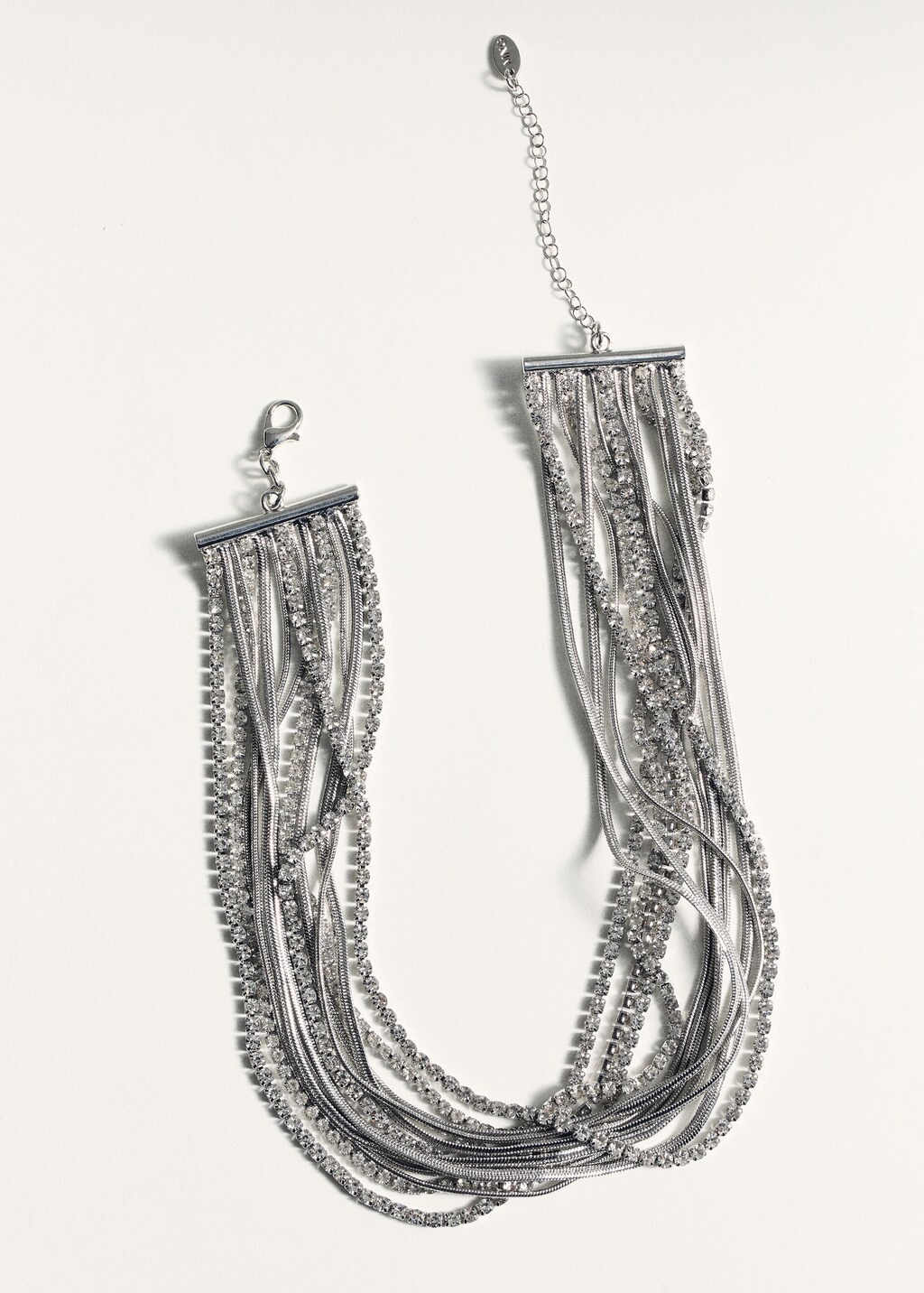 Choker necklace with mixed crystals - Silver