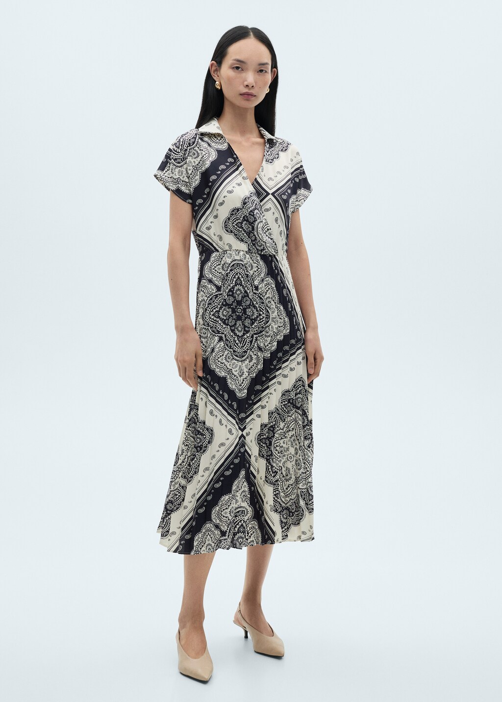 Paisley-print shirt dress - Blue