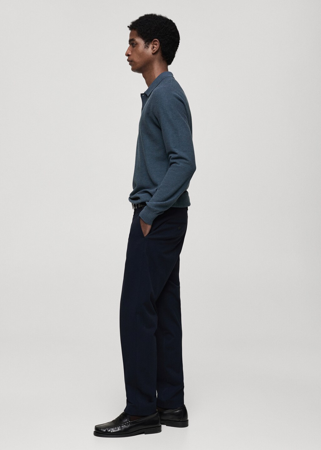 Micro-structured cotton knitted polo shirt - Green Apple