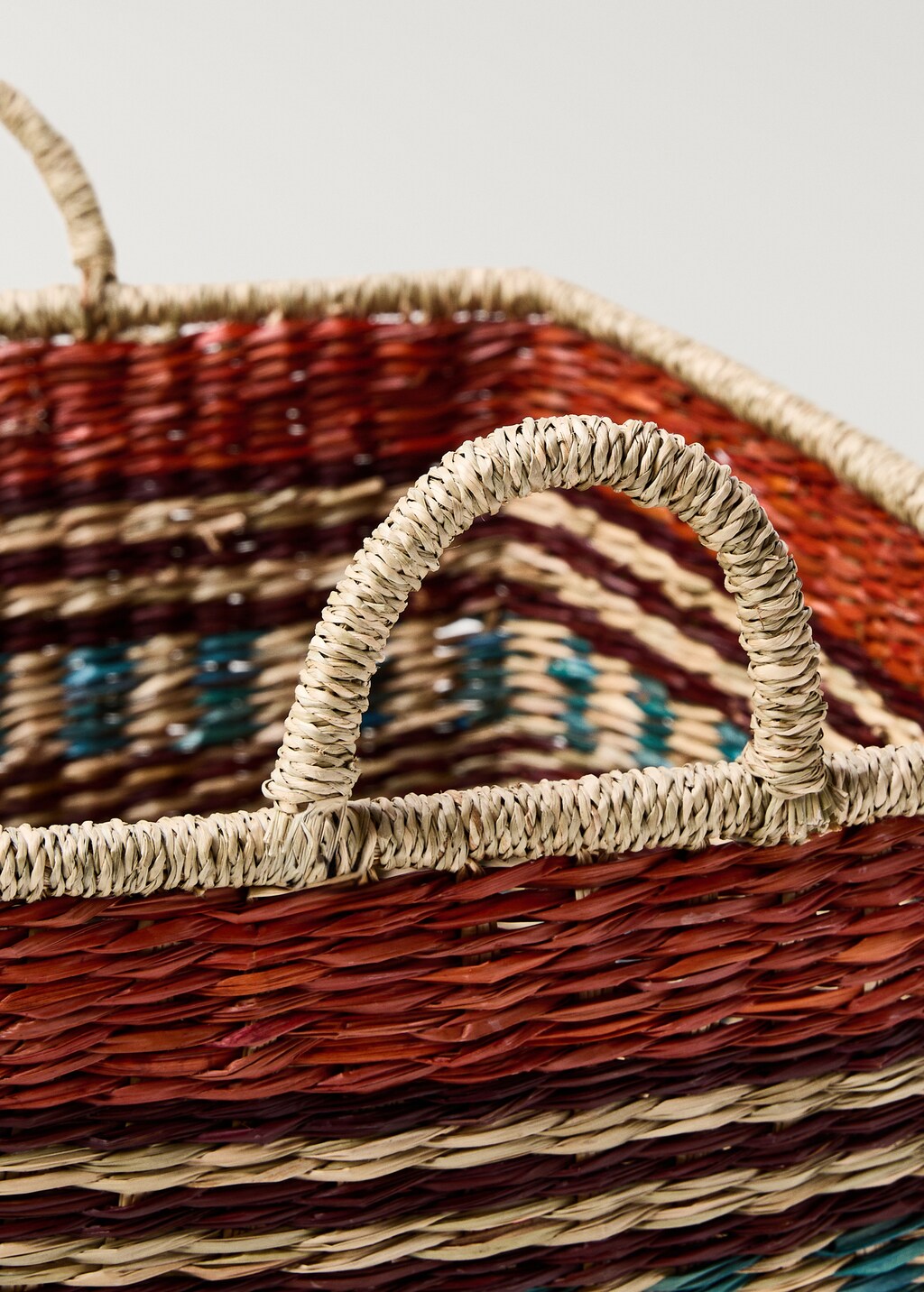 Rectangular coloured seagrass basket - Burnt Orange