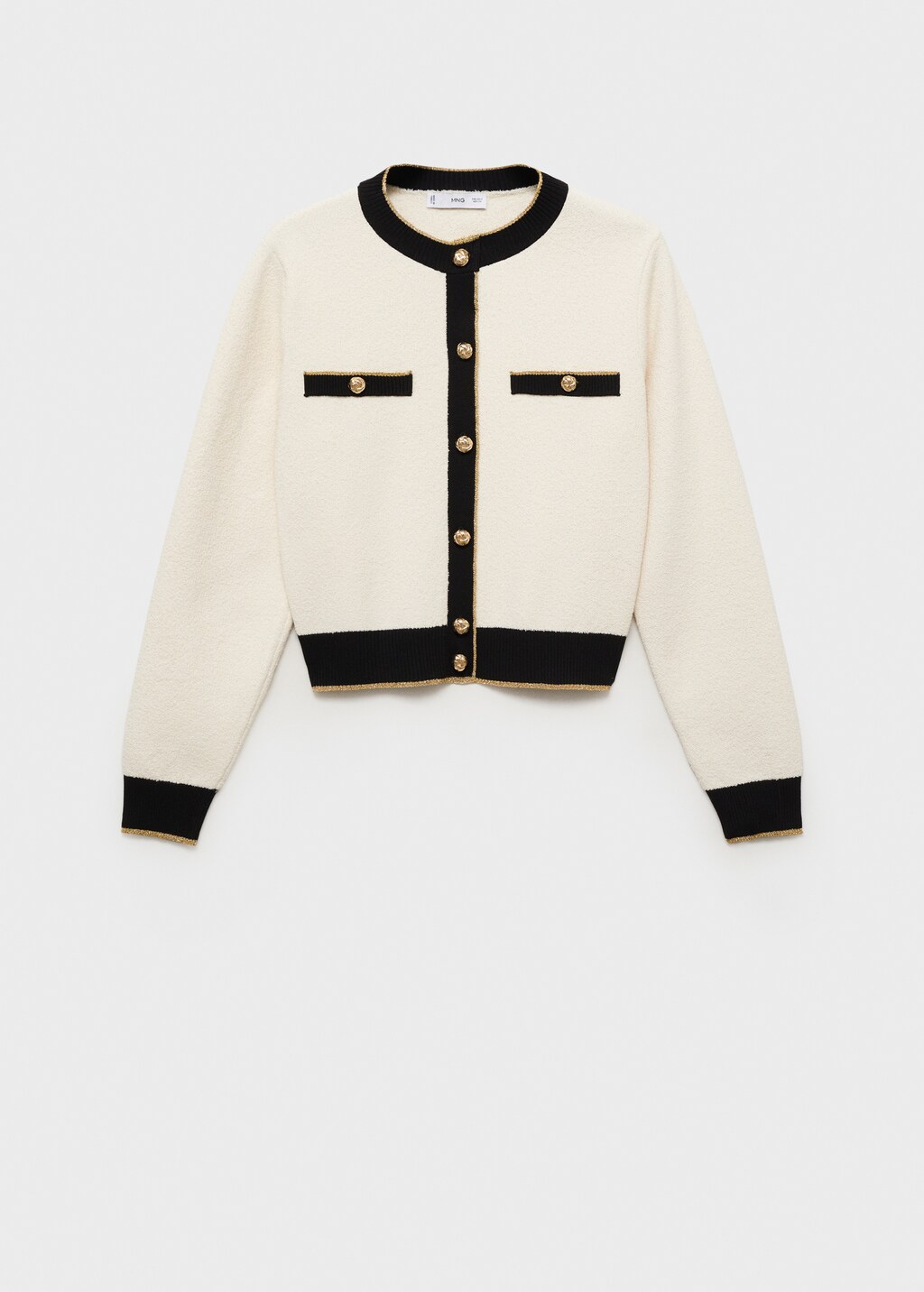 Knitted cardigan with double trim - Ecru