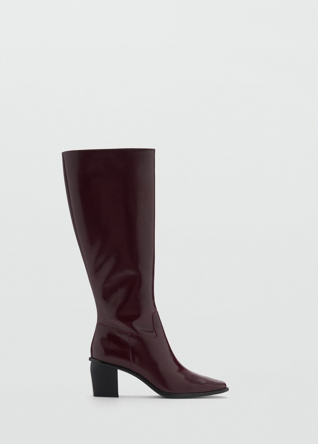 Leather boots with zip - Burgundy