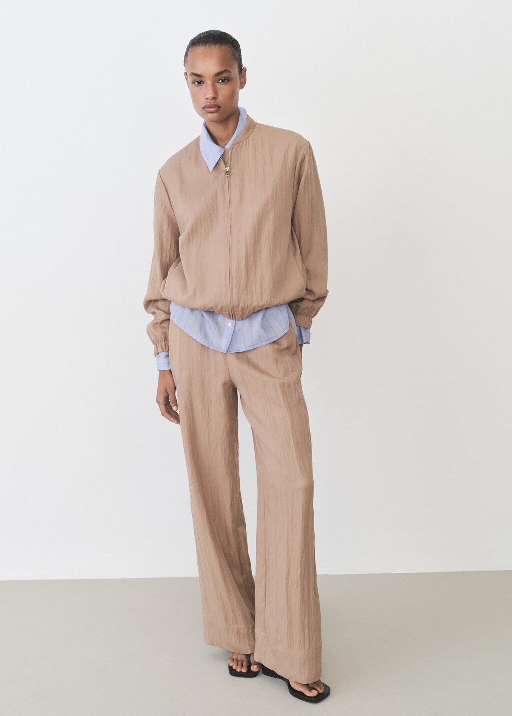 Lyocell bomber jacket - Medium Brown