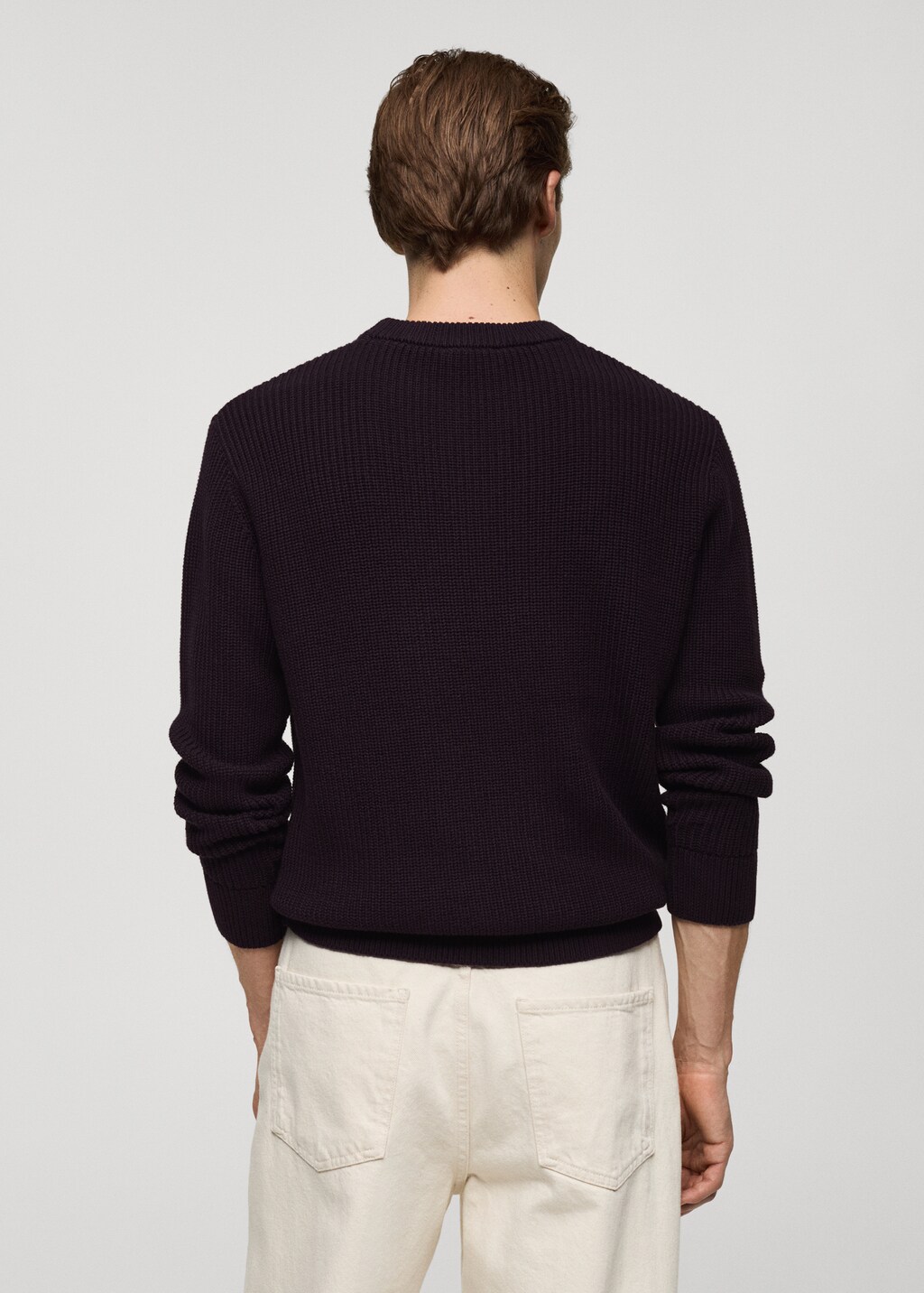 Ribbed cotton knitted sweater - Purple