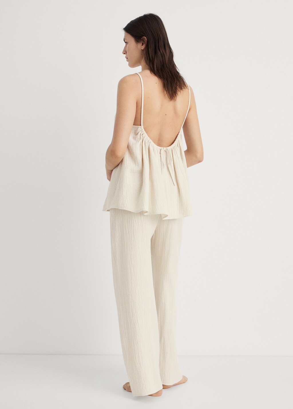 Plain cotton pyjama trousers - Beige