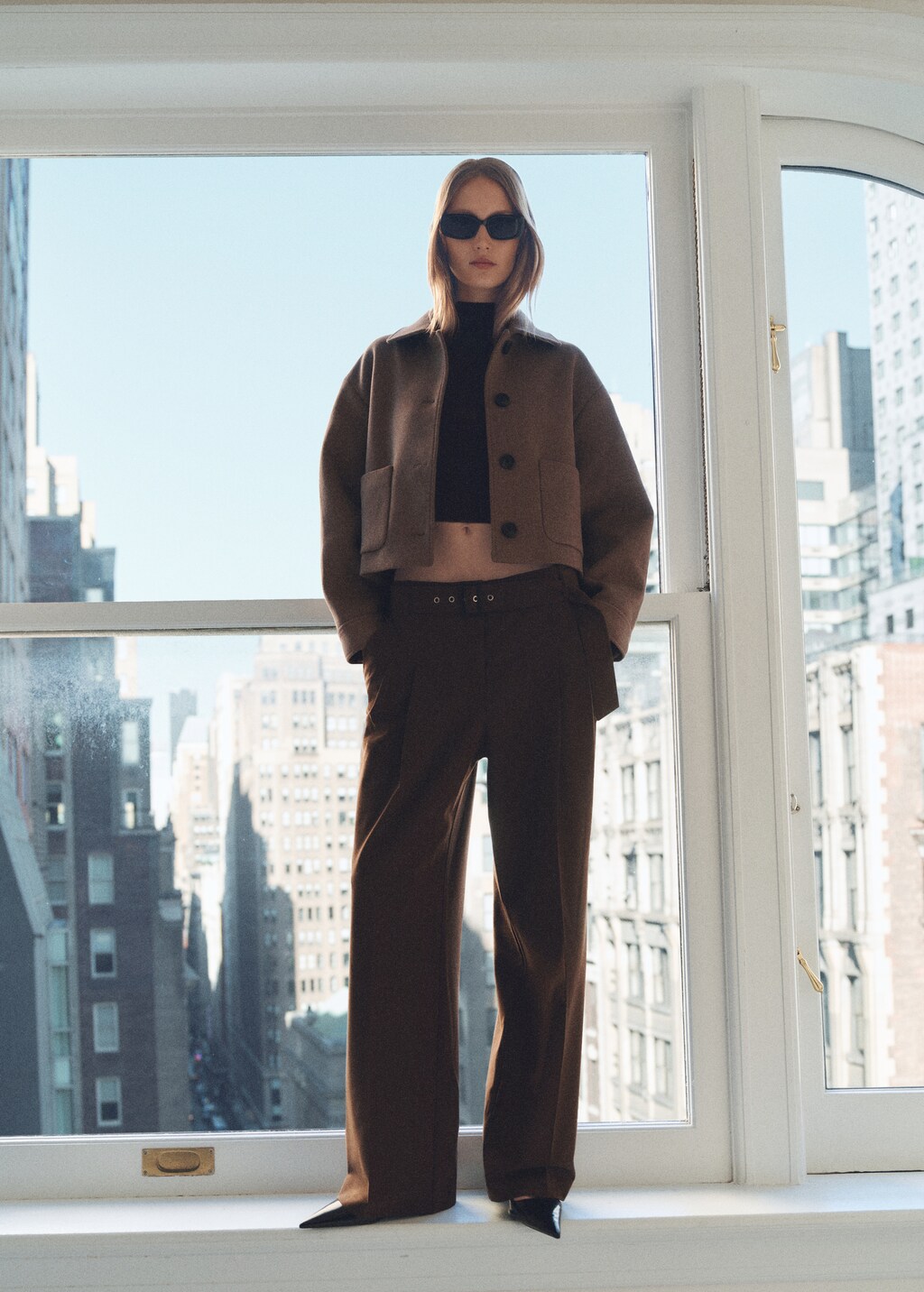 Wool jacket with pockets - Medium Brown