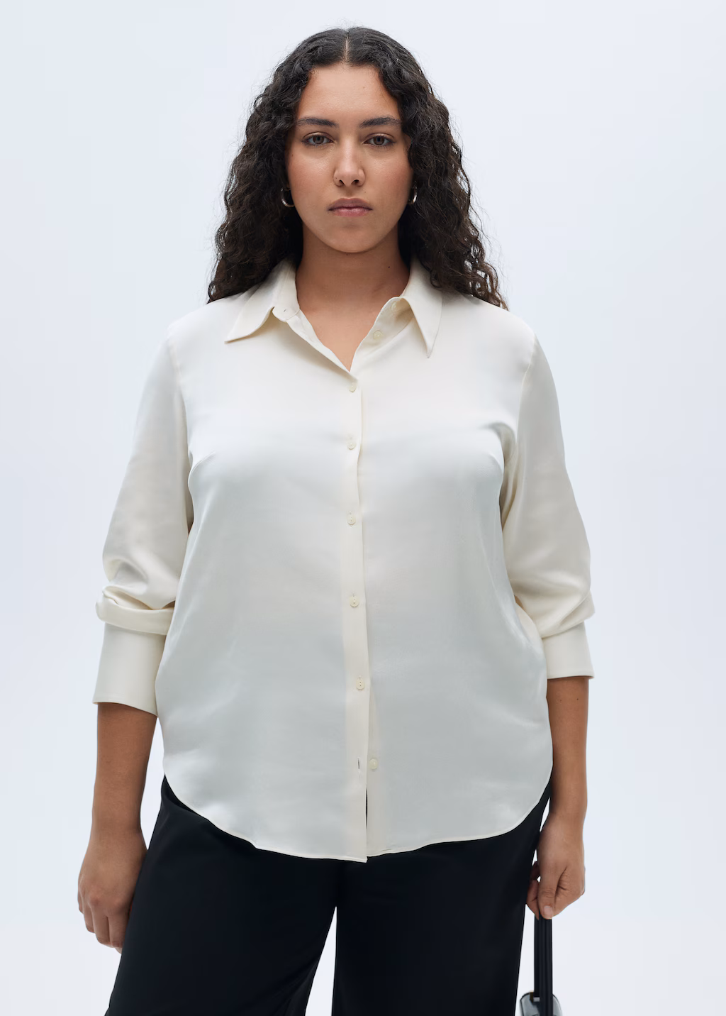 Satin finish flowy shirt - Black