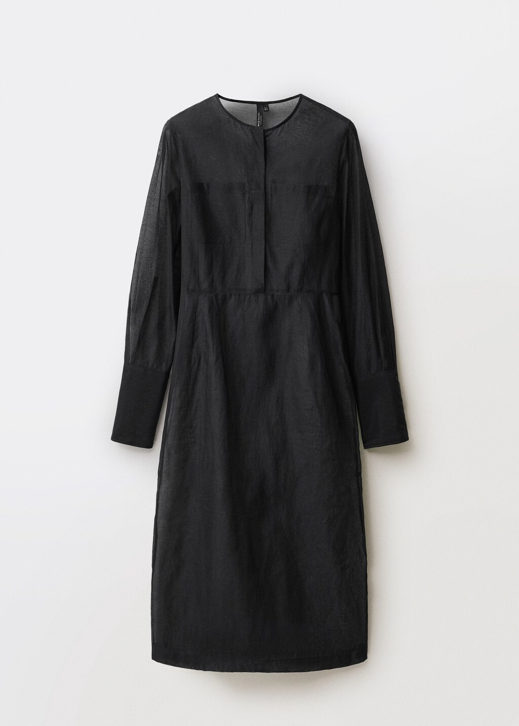 Semi-transparent silk-blend midi-dress - Black